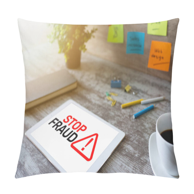 Personality  Stop Fraud Banner On Screen. Cybercrime And Internet Security Concept. Pillow Covers