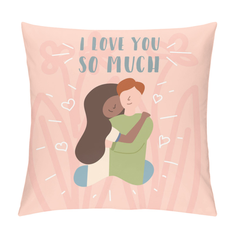 Personality  Vector Flat Banner I Love You So Much African Woman Pillow Covers