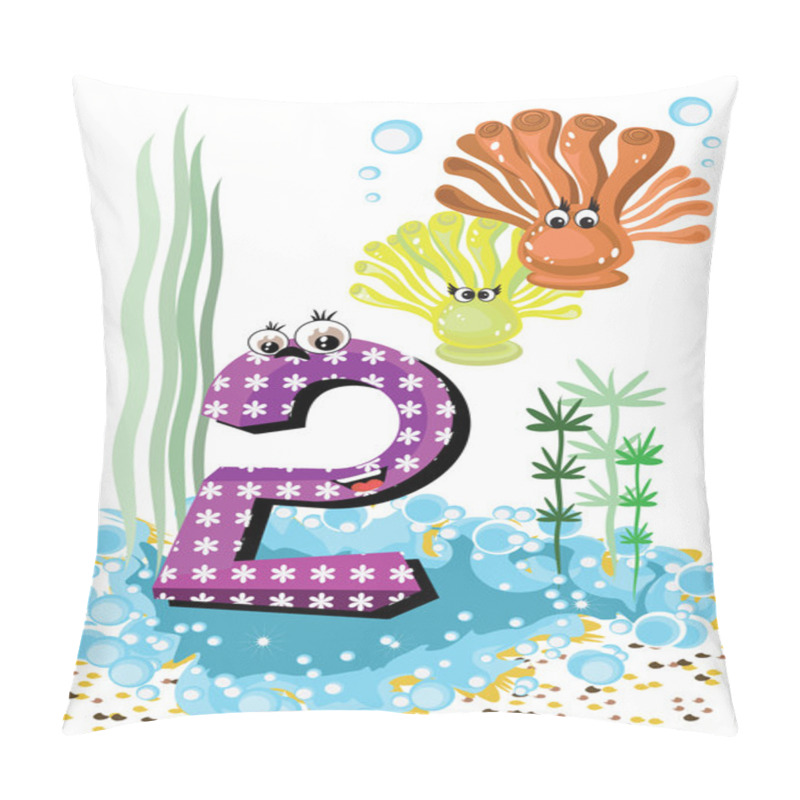 Personality  Sea Animals And Numbers Series For Kids 2 Coralls Pillow Covers