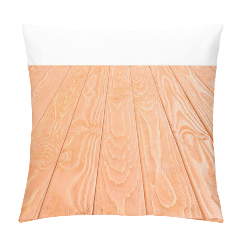 Personality   Surface Of Orange Wooden Planks On White Background Pillow Covers