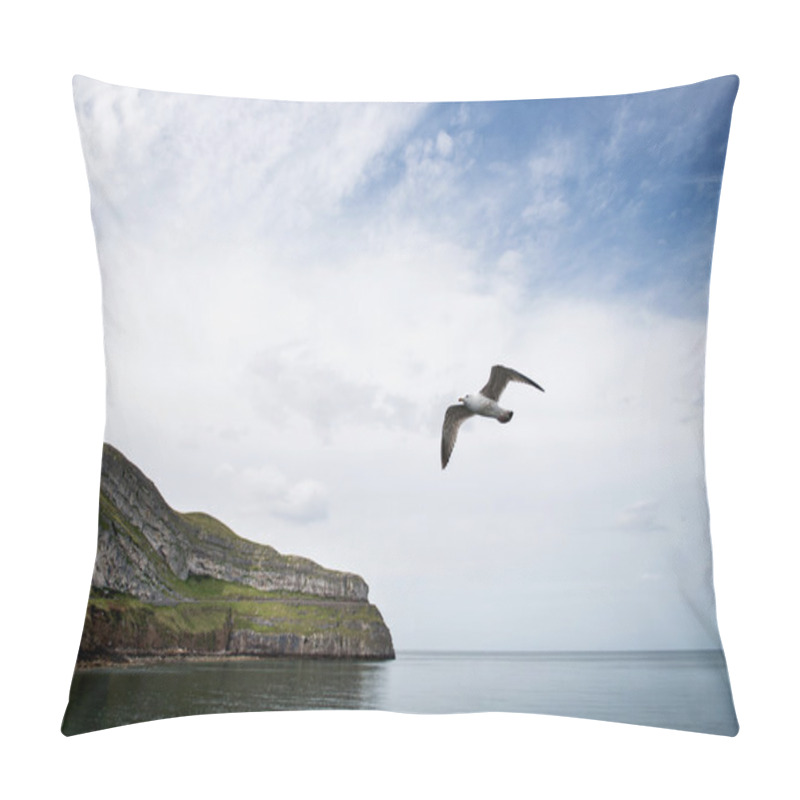 Personality  Seagull Bird Flying In Llandudno, England, UK Pillow Covers