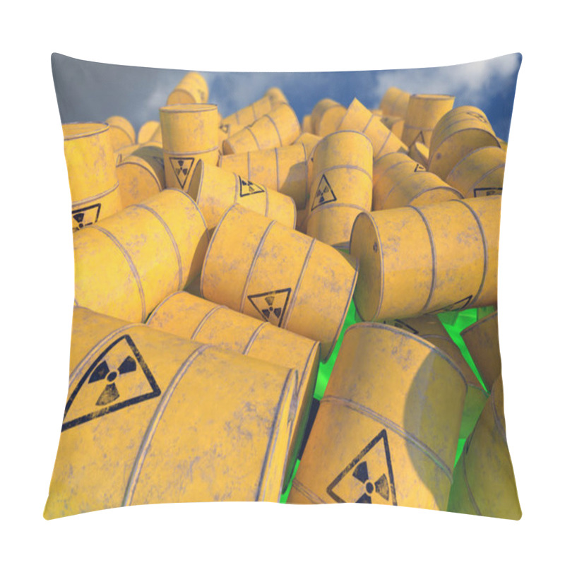 Personality  Barrels With Radioactive Waste. 3D Render. Pillow Covers