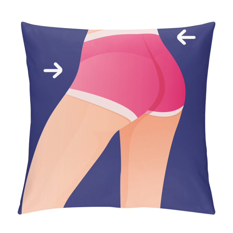 Personality  Perfect Slim Toned Young Body Of The Girl. Sporty Woman In Sportswear, Shorts Butt Icon For Mobile Apps, Slim Body, Vector Illustration. Pillow Covers