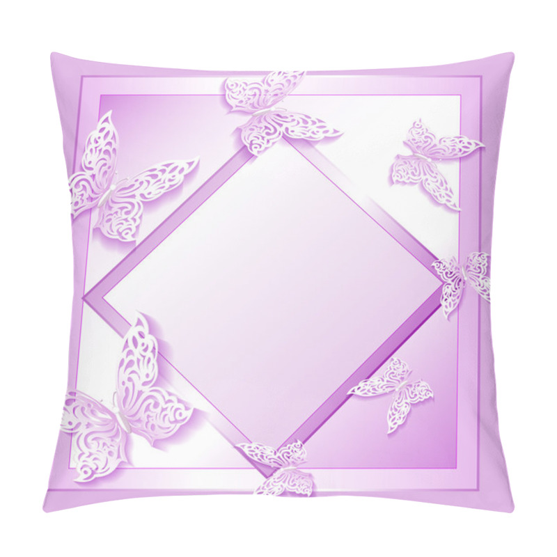 Personality  Illustration Background Card With Lacy Butterflies In Paper Styl Pillow Covers