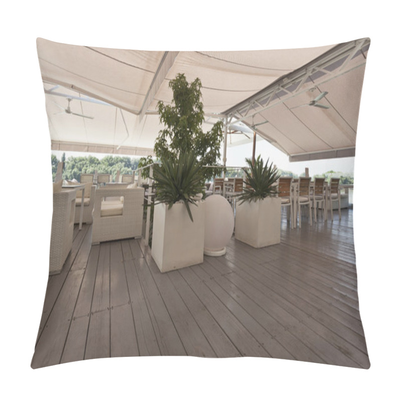 Personality  Riverside Cafe Terrace Pillow Covers