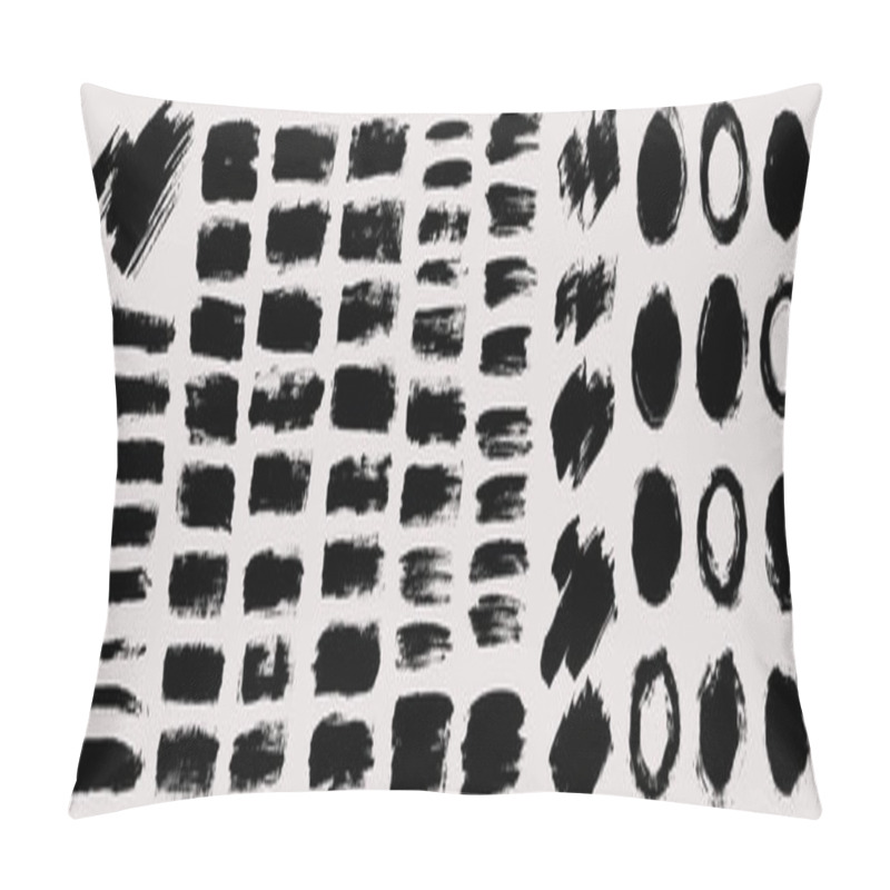 Personality  Brush Strokes Vector. Long, Rectangle, Round And Swoosh Painted Shapes And Textured Frames. Pillow Covers