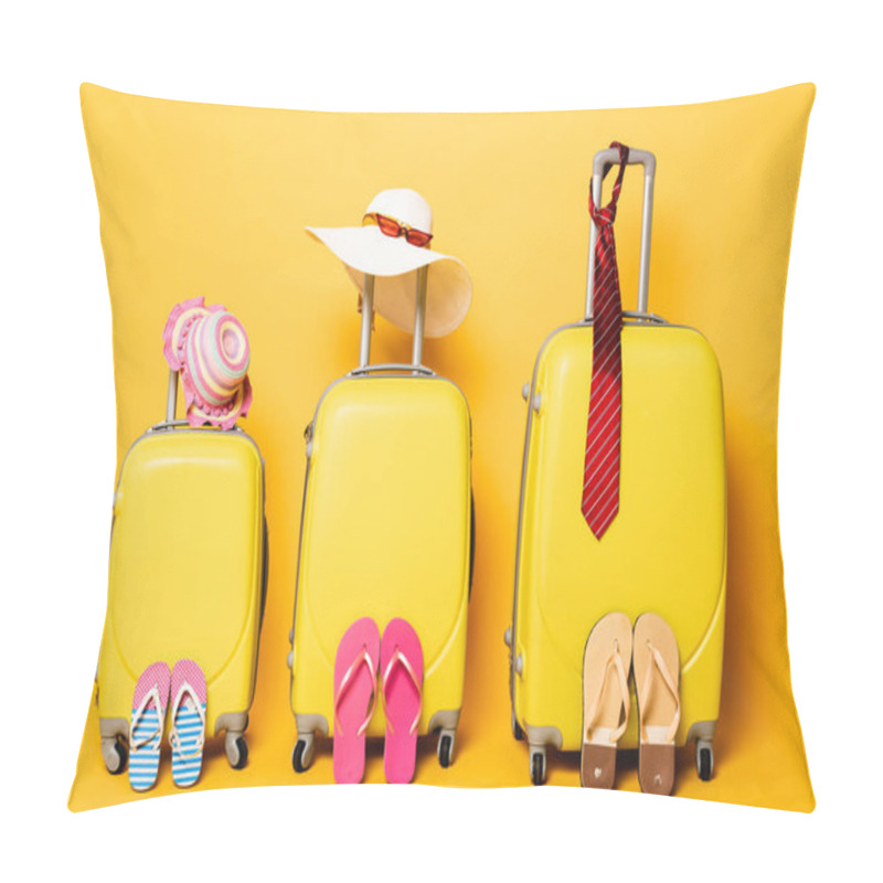 Personality  Family Travel Bags With Beach Summer Accessories On Yellow Pillow Covers