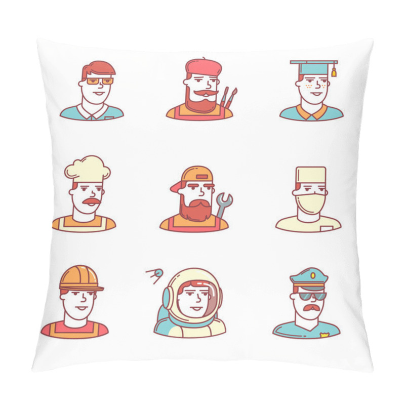 Personality  People Professions Paces Icons Thin Line Set Pillow Covers