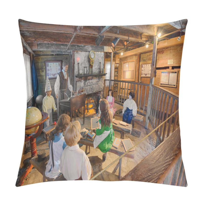 Personality  Interior Of The Oldest Wooden Schoolhouse In The United States Pillow Covers