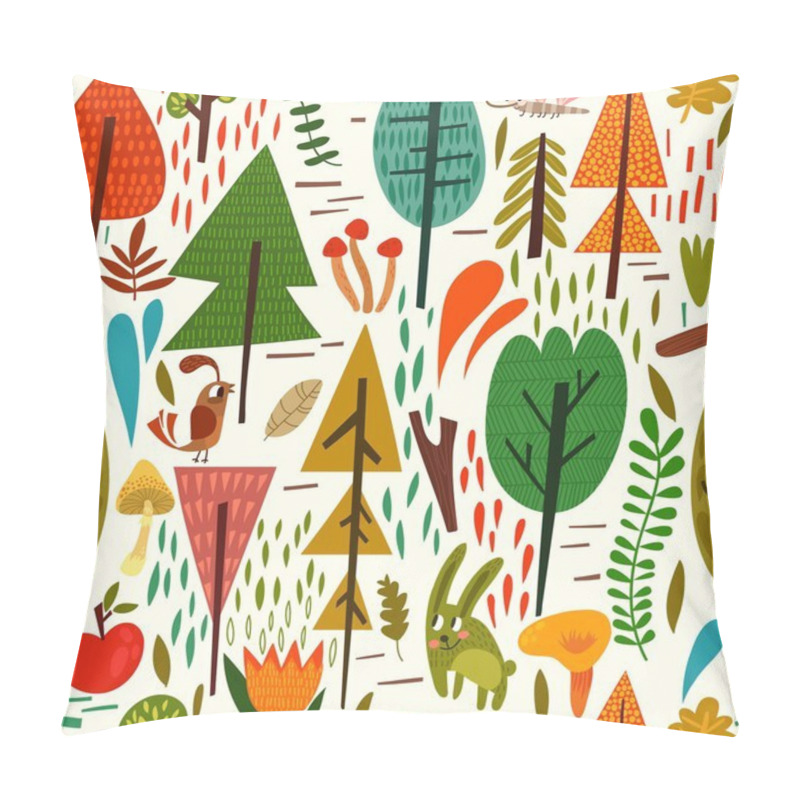 Personality  Forest Background With Cute Animals Pillow Covers