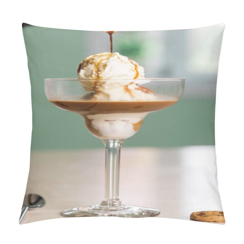 Personality  Affogato Italian Ice Cream Served In Dish Isolated On Table Top View Of Arabic Breakfast Pillow Covers