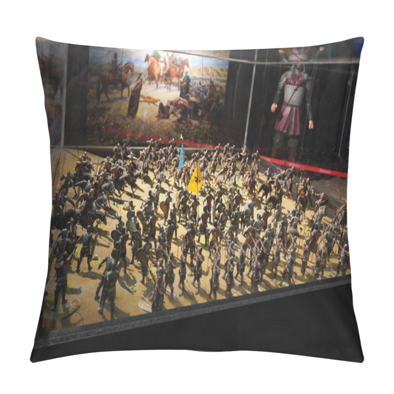 Personality  Manzikert, Turkey, July, 30, 2024, Journey Through Turkish History: From Central Asia To Modern Times, Exploring Symbols, Artifacts, And Key Moments At Mu Malazgirt Turkish History Museum. Pillow Covers