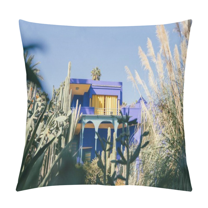 Personality  The Famous Historical Jardin Majorelle Museum In Marrakesh, Morocco With A Botanical Garden Pillow Covers