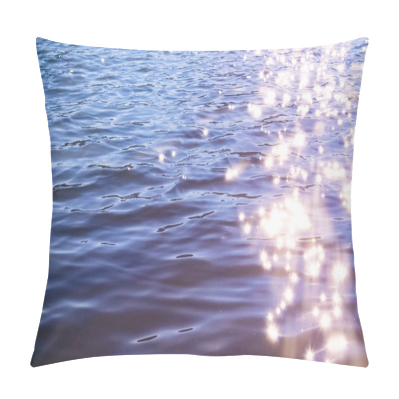 Personality  Sunlight Twinkling Off River Water With Small Waves. Calm Summer Evening. Colorful Background Pillow Covers