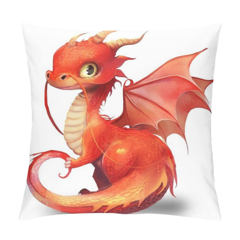 Personality  Cute Little Cartoon Dragon On The White Background Pillow Covers