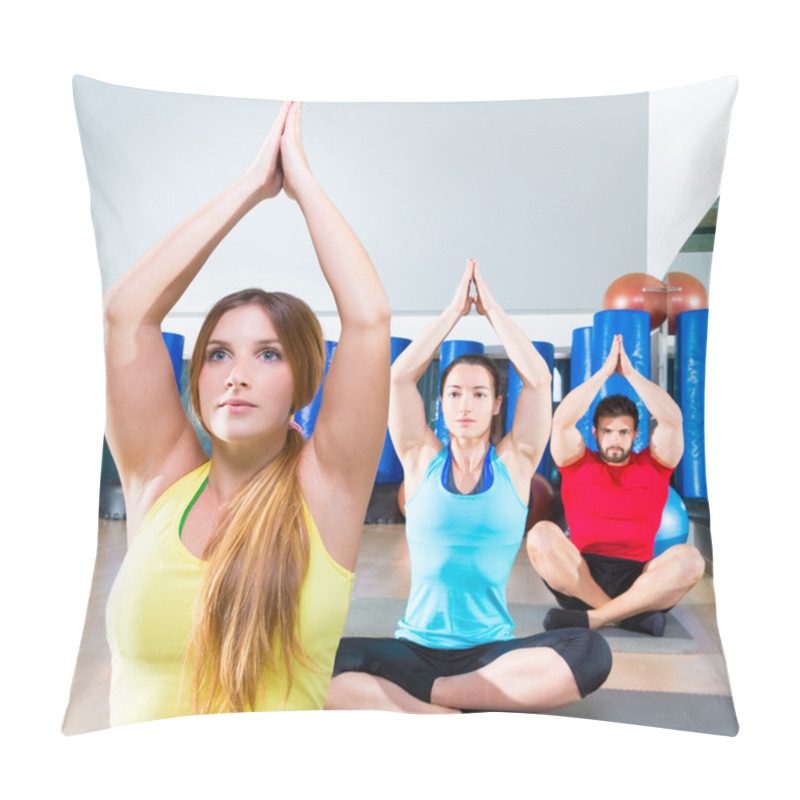 Personality  Yoga Training Exercise In Fitness Gym People Group Pillow Covers