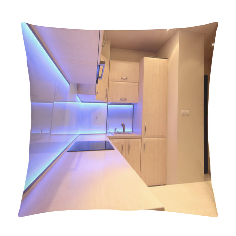 Personality  Modern Luxury Kitchen With Purple LED Lighting Pillow Covers