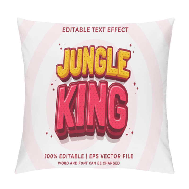 Personality  Editable Text Effect - Jungle King 3d Cartoon Template Style Premium Vector Pillow Covers