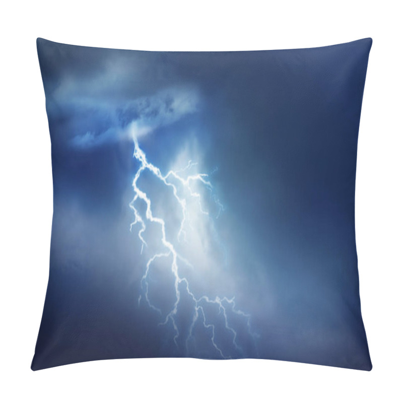 Personality  Lightning In Dark Cloudy Sky During Thunderstorm Pillow Covers