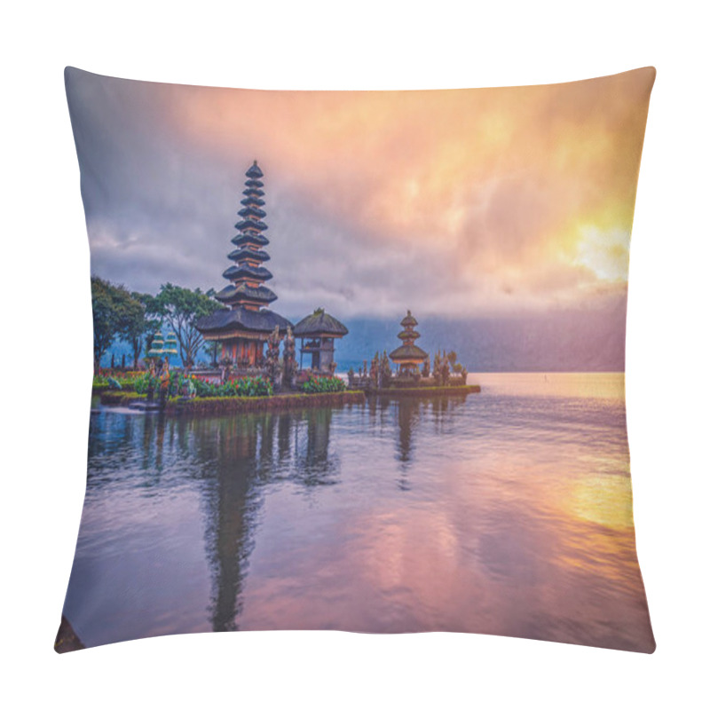 Personality  Pura Ulun Danu Bratan, Hindu Temple On Bratan Lake Landscape At Sunrise In Bali, Indonesia. Pillow Covers