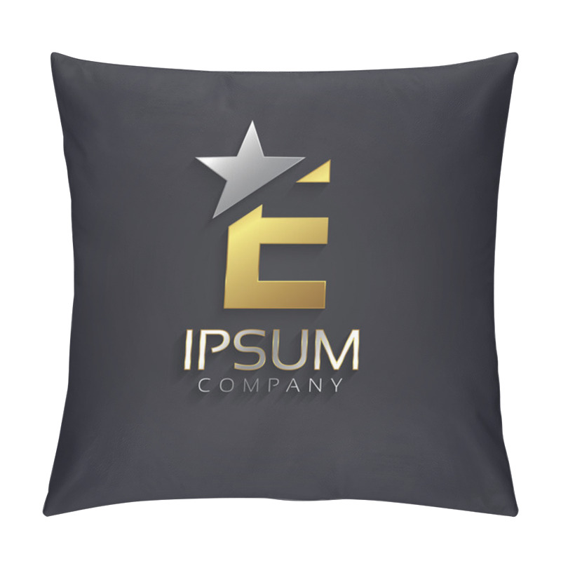 Personality  Elegant Alphabet Symbol With Star Element  Letter E Pillow Covers