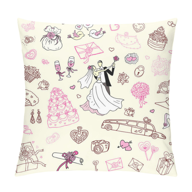 Personality  Wedding Set. Hand Drawn Illustration. Pillow Covers