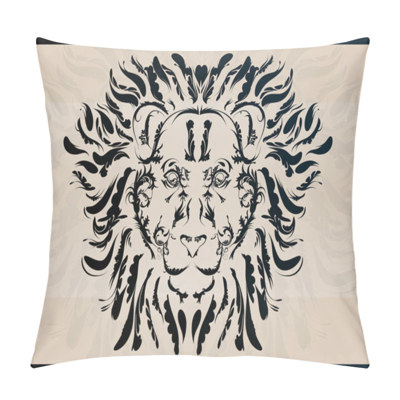 Personality  Decorative Lion/with Ornate Flourishes And Swirls Pillow Covers