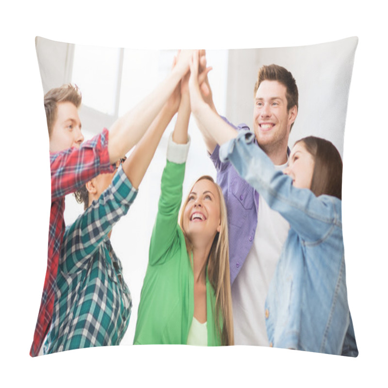 Personality  Happy Students Giving High Five At School Pillow Covers