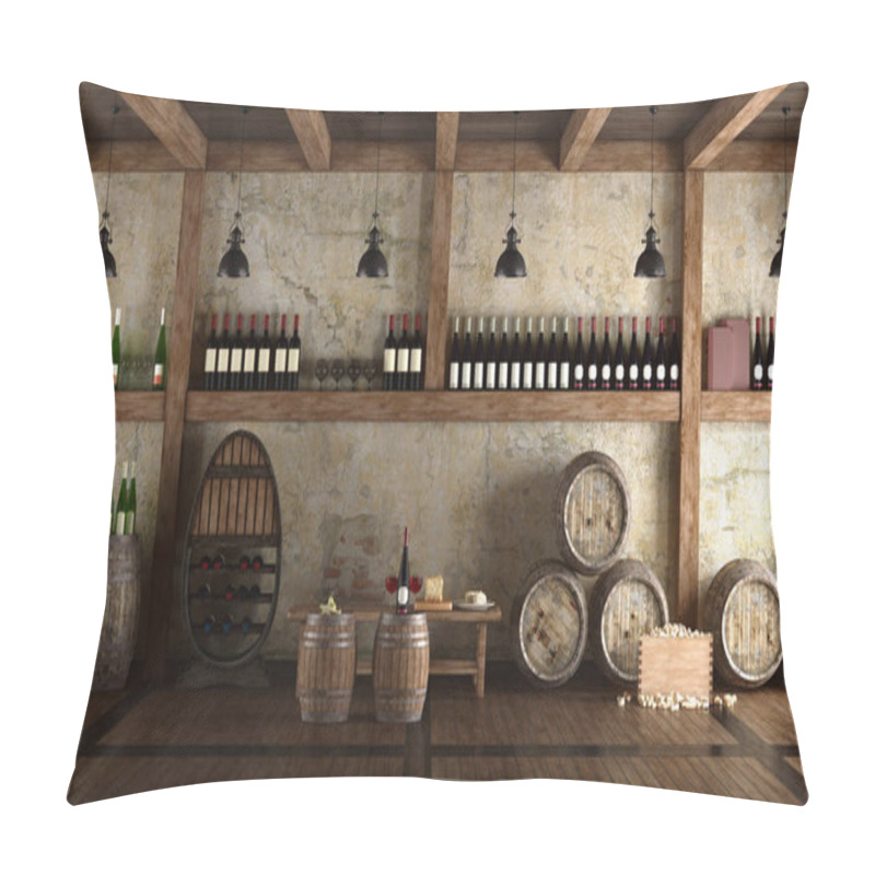 Personality  Old Wine Cellar With Bench For Tasting Pillow Covers