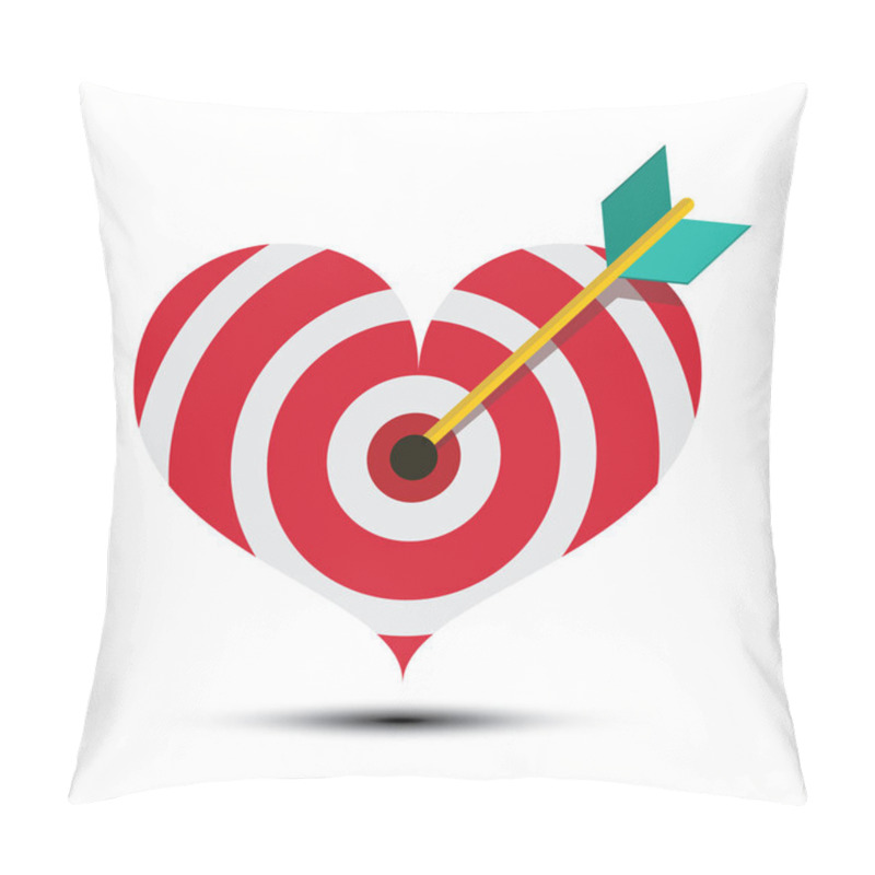 Personality  Arrow In Heart Shaped Dart Board. Vector Bullseye Love Symbol. Pillow Covers