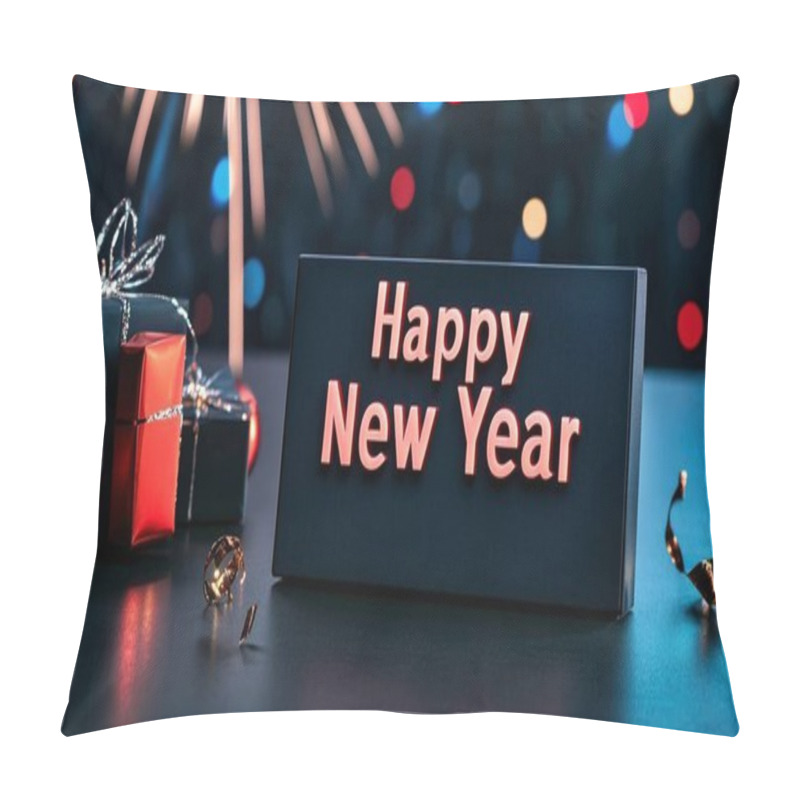 Personality  New Year Celebration With Festive Decorations And A Cheerful Message. Pillow Covers