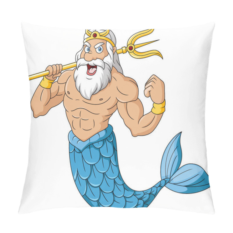 Personality  Vector Illustration Of Cute Poseidon Cartoon On White Background Pillow Covers