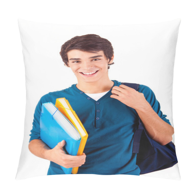 Personality  Young Happy Student Carrying Books Pillow Covers