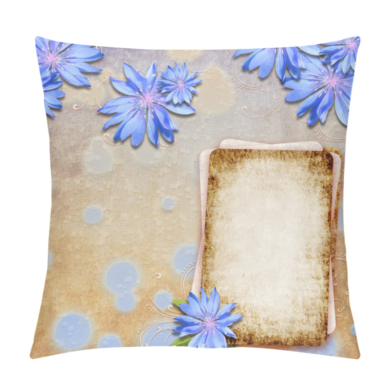 Personality  Grunge Background With Cornflowers Pillow Covers