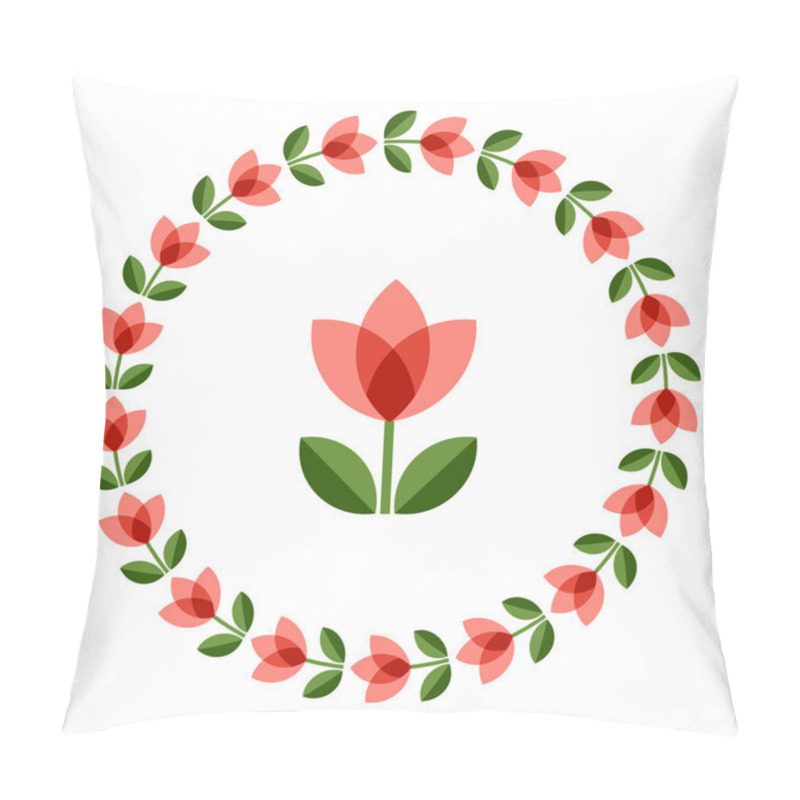 Personality  Design Elements - Round Floral Frame And Scandinavian Flower Pillow Covers