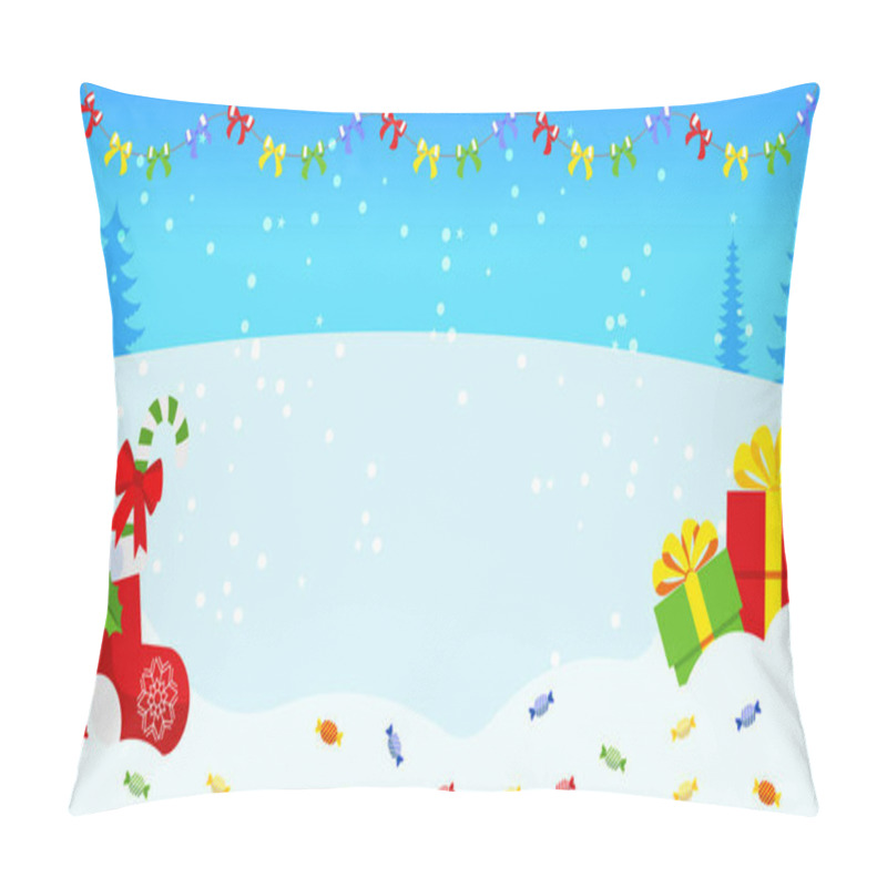 Personality  Horizontal Winter Snowy Landscape. Background For Christmas And New Year. Pillow Covers