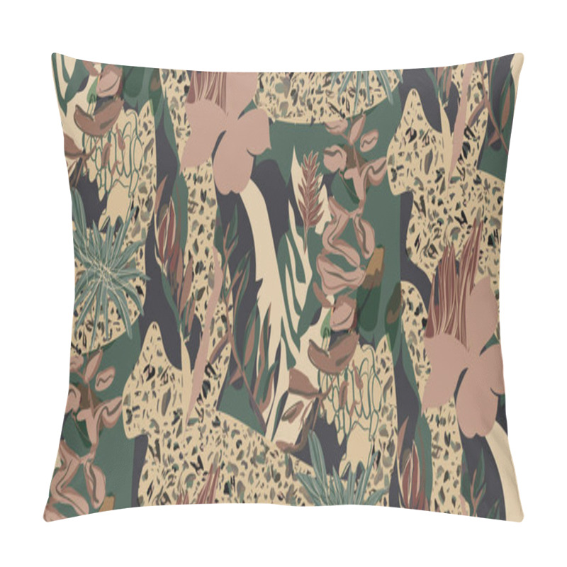 Personality  Exotic Jungle Plants Seamless Pattern Prints, Abstract Flowers, Vector Graphics. Perfect For Fashion, Textiles, And Artistic Projects Collection Of Modern Creative Illustrations Designs. Pillow Covers