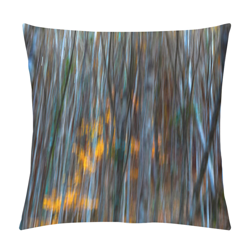 Personality  Trees. Abstract Forest Landscape. Trees Photographed With Pan Technique. Natural Background. Pillow Covers