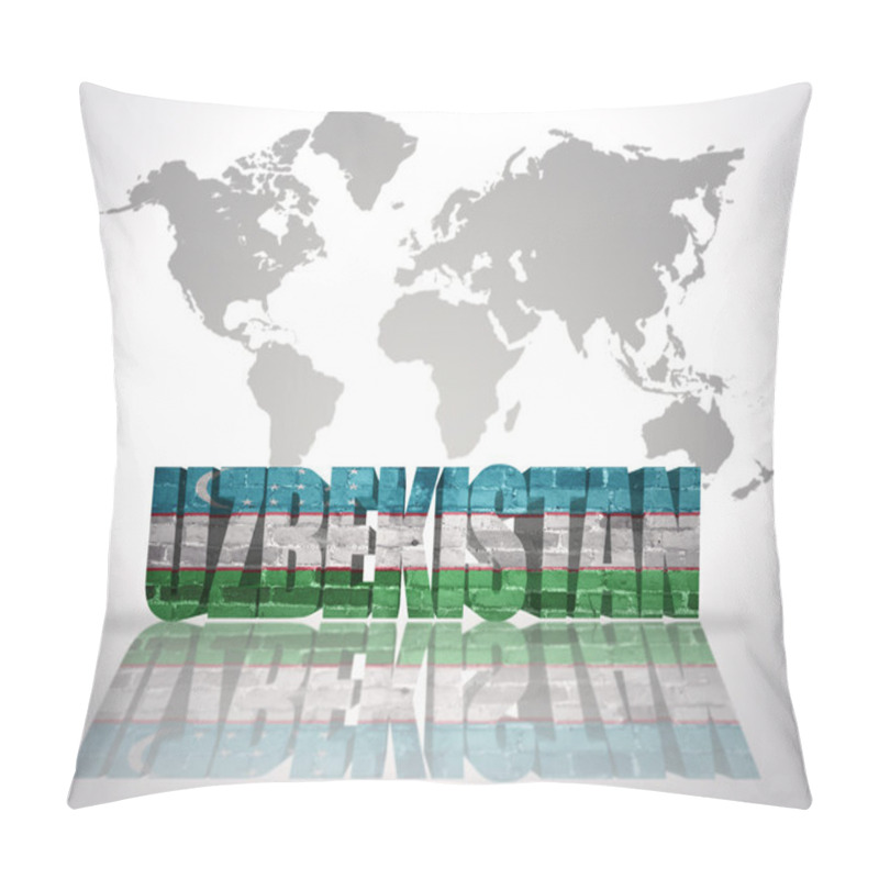 Personality  Word Uzbekistan On A World Map Background Pillow Covers