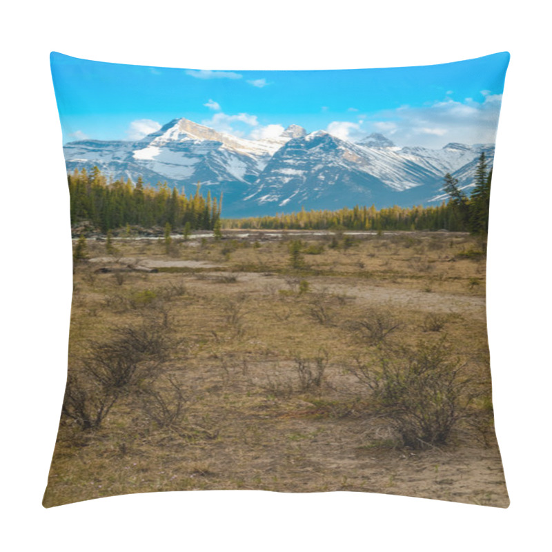 Personality  Athabasca Riverbank With Mountain Background Pillow Covers