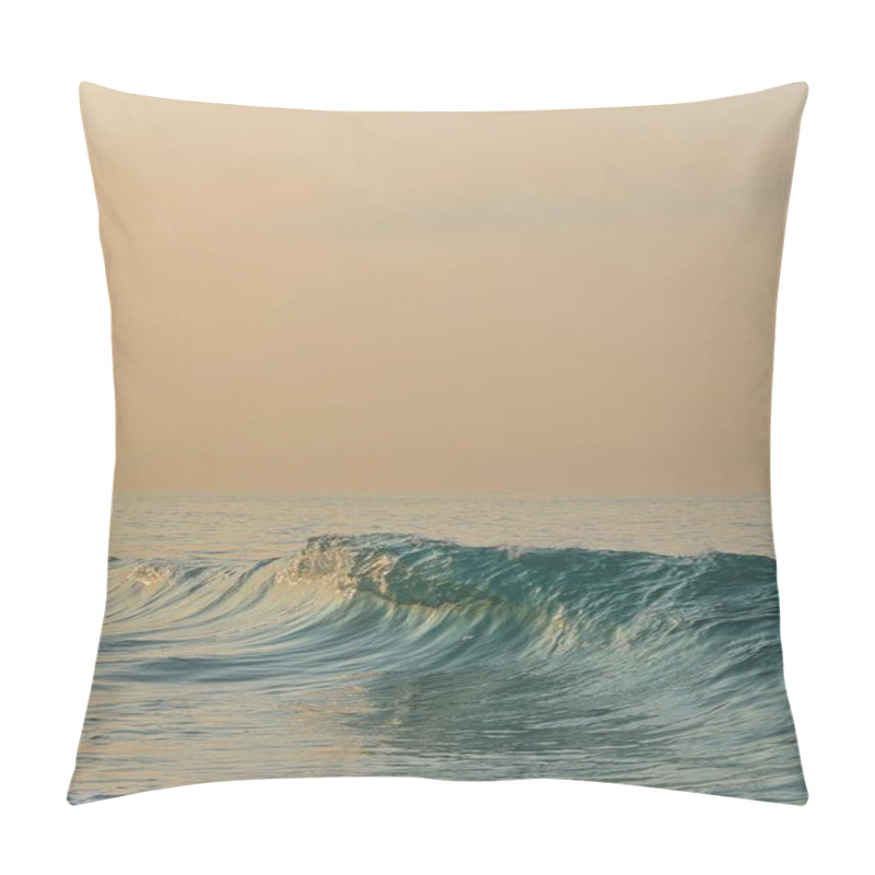 Personality  A Serene Ocean Wave Gently Rolling Under A Soft Sunset Glow. Pillow Covers