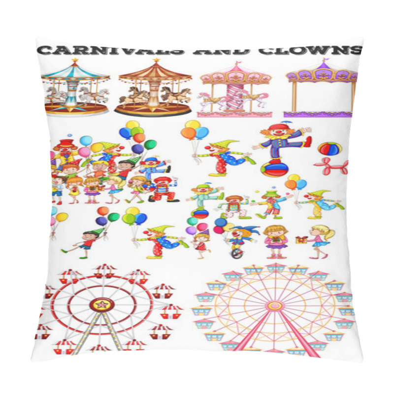 Personality  Carnivals Objects And Clowns Pillow Covers