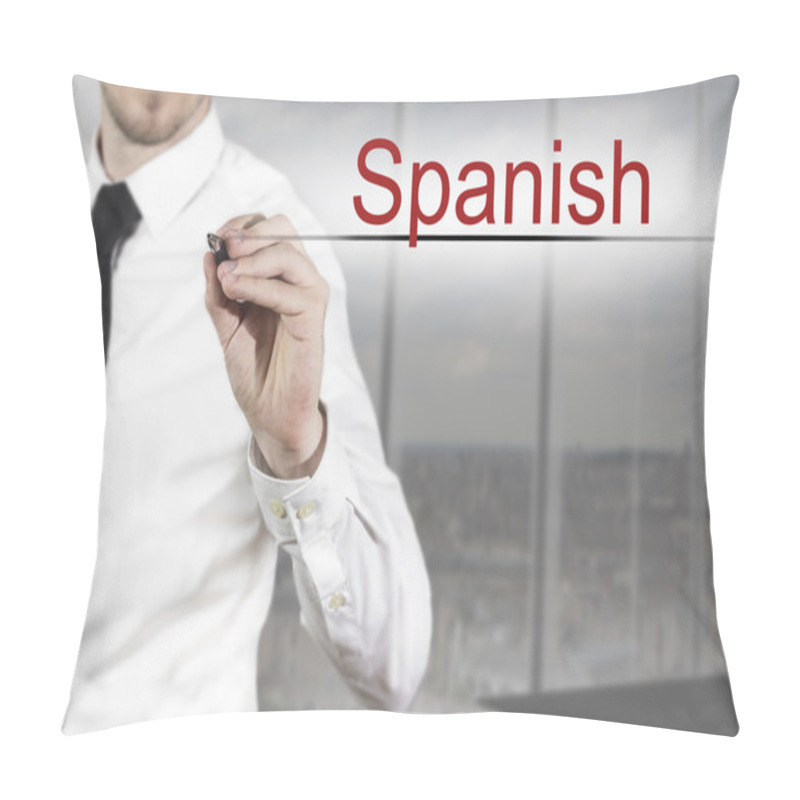 Personality  Businessman Writing Spanish In The Air Pillow Covers