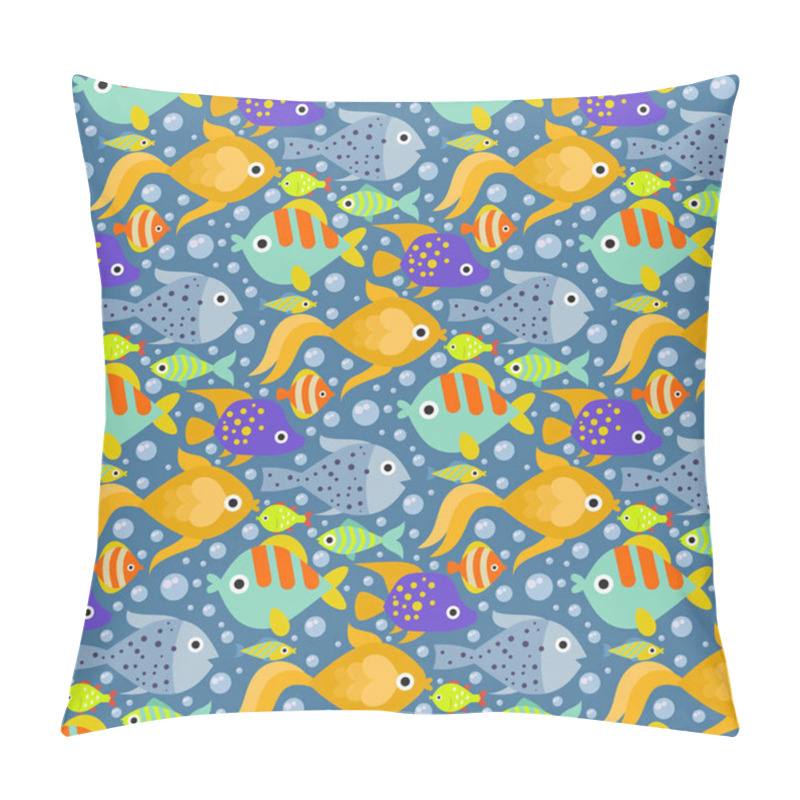 Personality  Aquarium Ocean Fish Underwater Bowl Tropical Aquatic Animals Water Nature Pet Characters Seamless Pattern Background Vector Illustration Pillow Covers