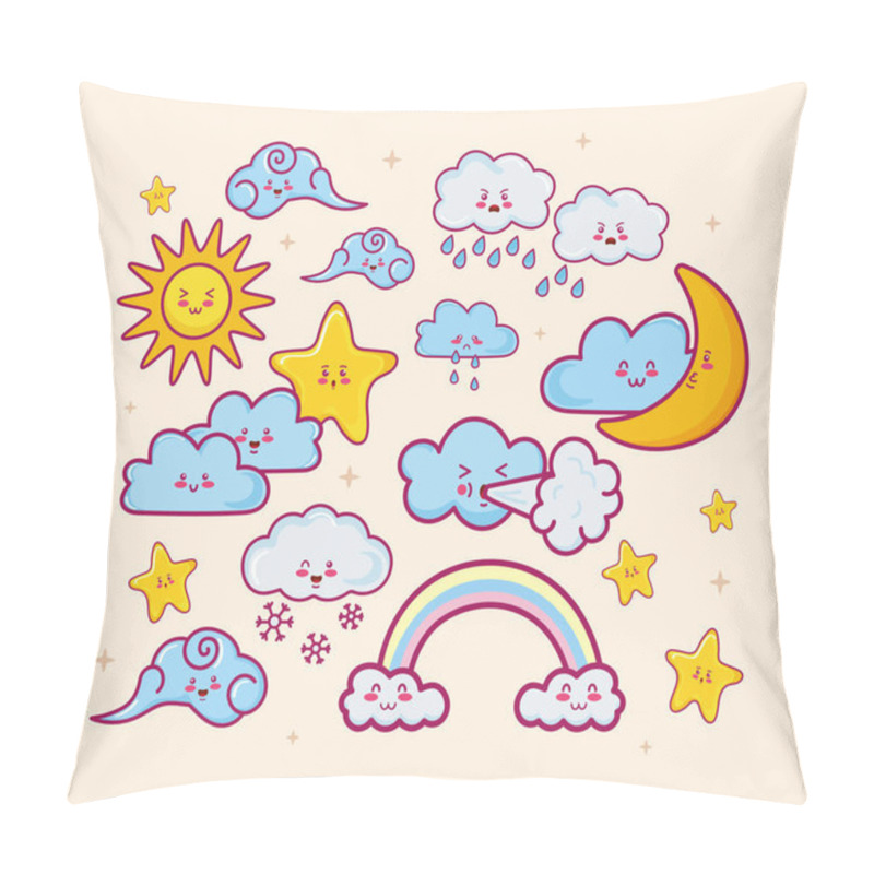 Personality  Kawaii Clouds Characters Pillow Covers