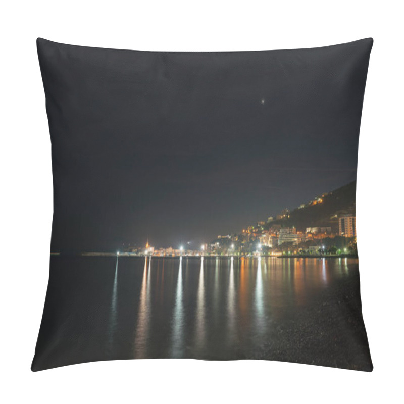 Personality  View Of Budva City Lights At Night Pillow Covers