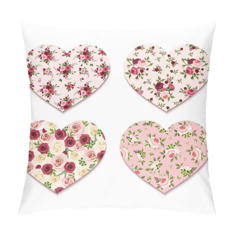 Personality  Valentine's Day Hearts With Roses Patterns. Vector Eps-10. Pillow Covers