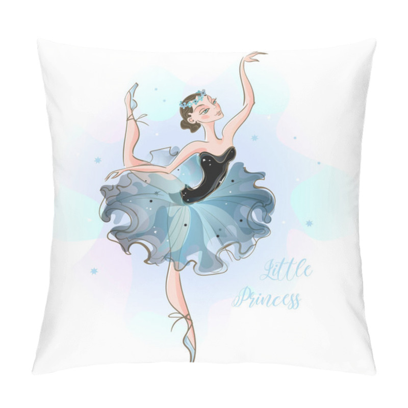 Personality  Little Ballerina. Young Princess. Girl In A Tutu. Little Princess. Inscription Vector Pillow Covers