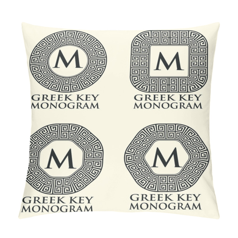 Personality  Greek Key Ornament Monogram Set, Vector Illustration Pillow Covers