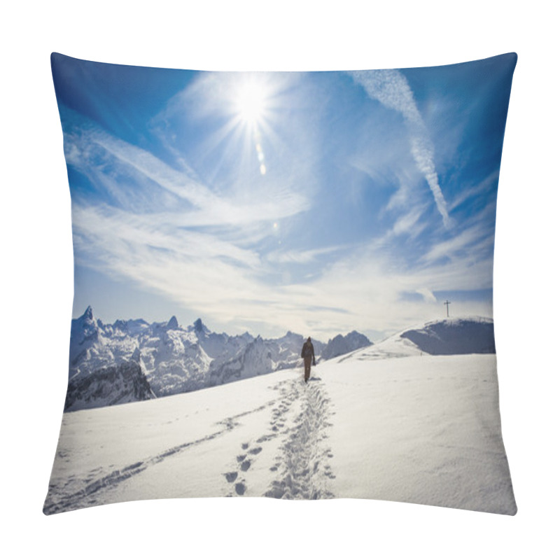 Personality  Winter Hiking In The Swiss Alps Pillow Covers